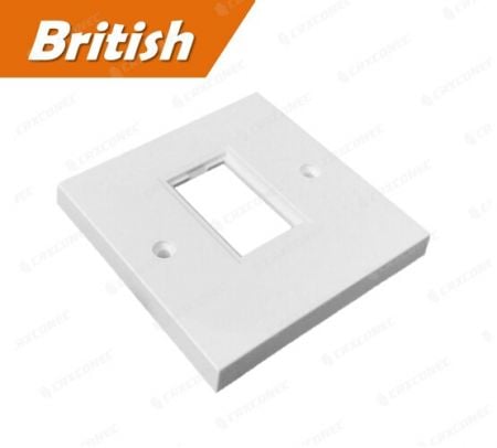 British Style 6C Keystone Wall Plates 1 Port in White Color - 6C Keystone Wall Plates